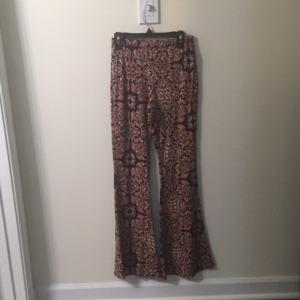 suede printed flare pants